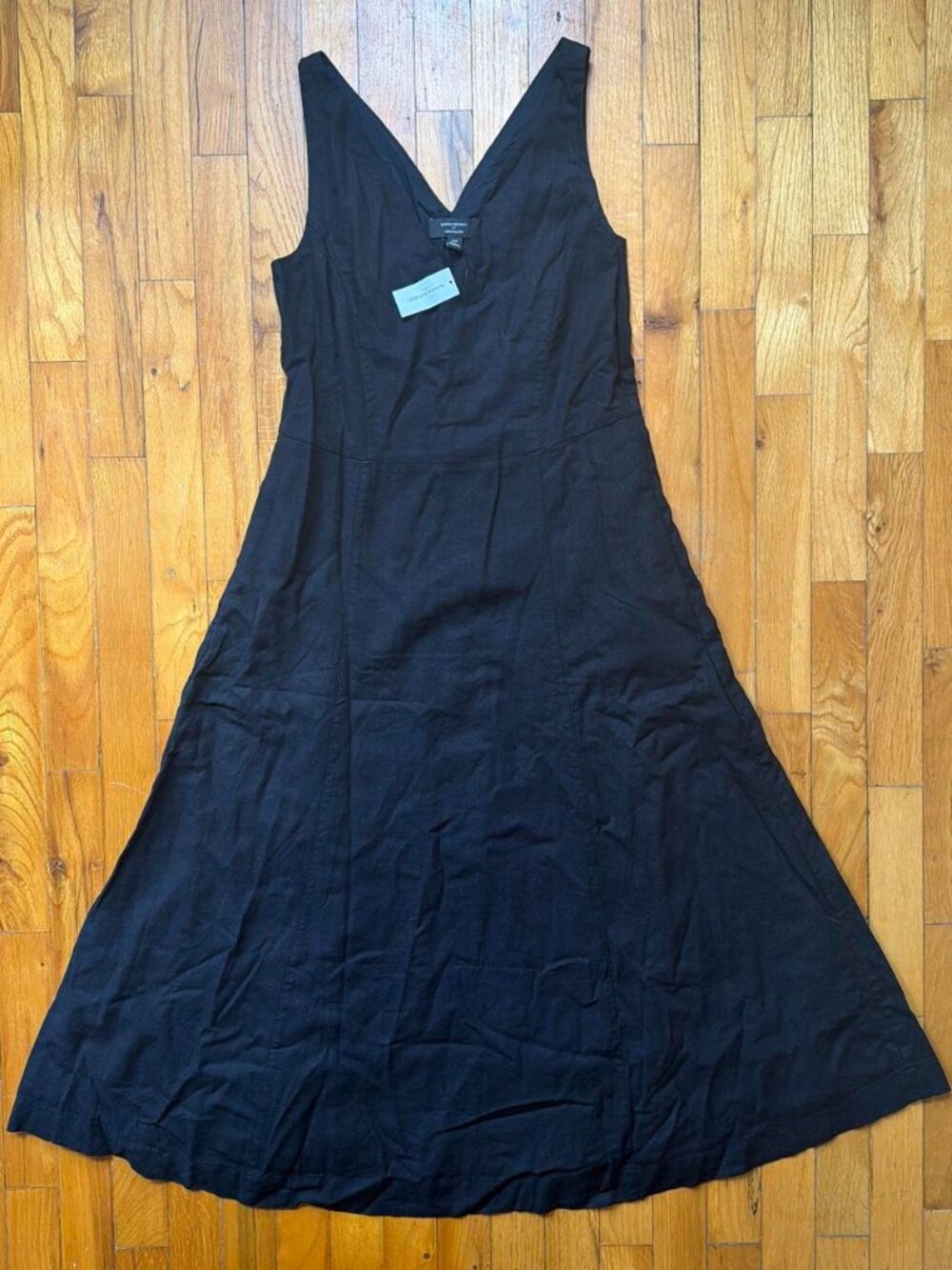 Banana Republic Factory Linen-Blend Midi Dress, NWT, Black, XS